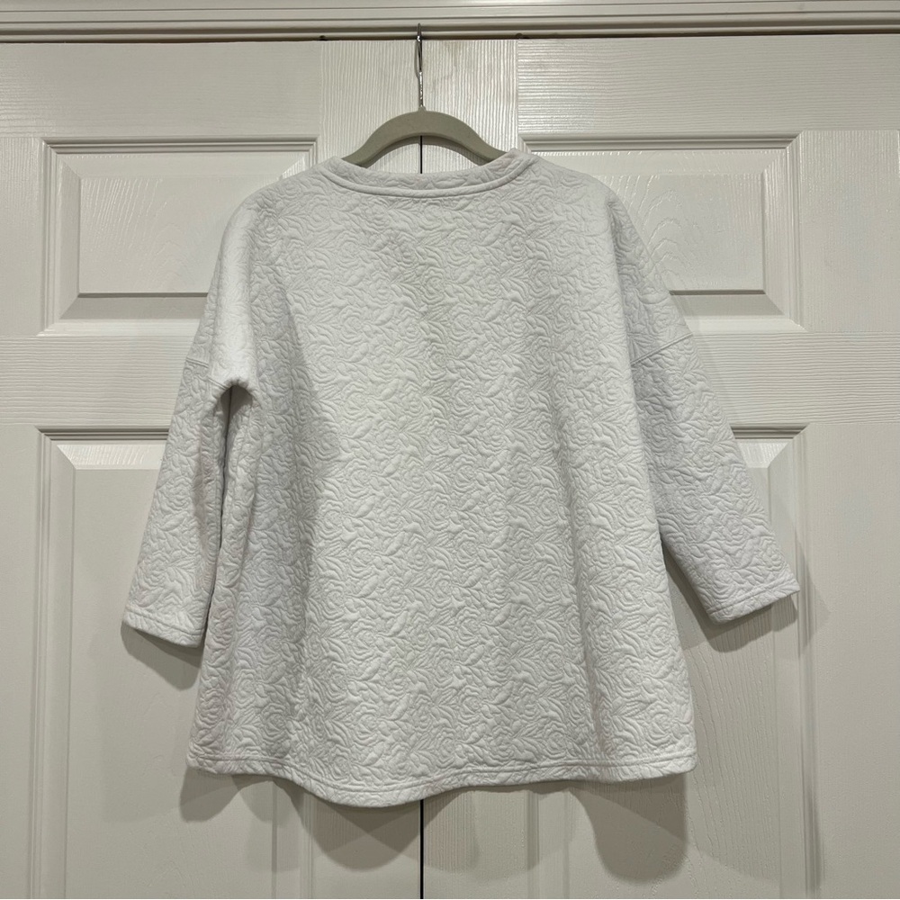 TUCKERNUCK TNUCK SPORT White Quilted Paisley Ally Swing Sweatshirt Womens XS/S - Picture 2 of 7